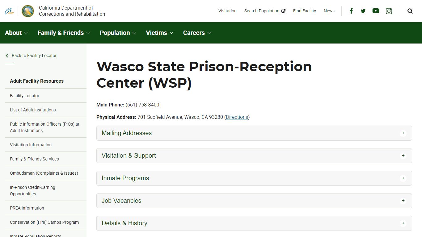 Wasco State Prison-Reception Center (WSP) - The California Department ...