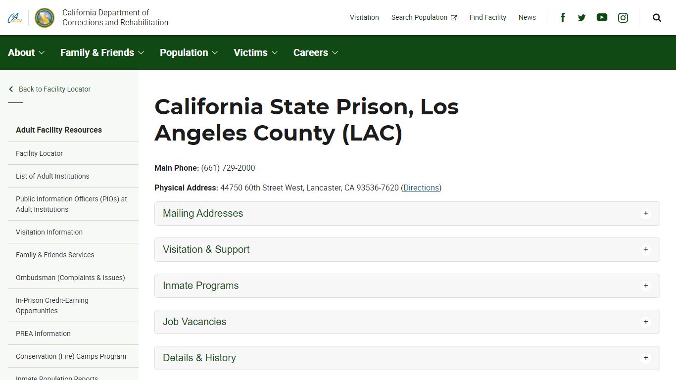 California State Prison, Los Angeles County (LAC) - CDCR